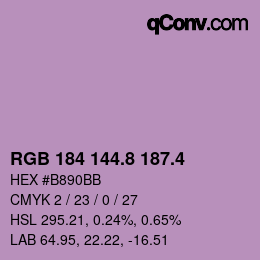 カラーコード: RGB 184 144.8 187.4 | qconv.com