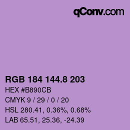 カラーコード: RGB 184 144.8 203 | qconv.com