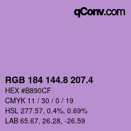 カラーコード: RGB 184 144.8 207.4 | qconv.com