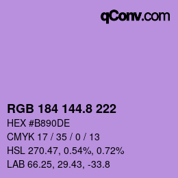 カラーコード: RGB 184 144.8 222 | qconv.com