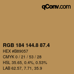 カラーコード: RGB 184 144.8 87.4 | qconv.com