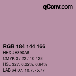 Color code: RGB 184 144 166 | qconv.com