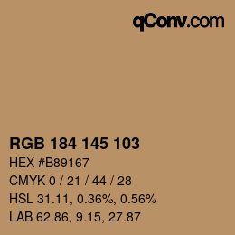 Color code: RGB 184 145 103 | qconv.com