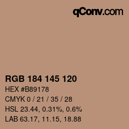 Color code: RGB 184 145 120 | qconv.com