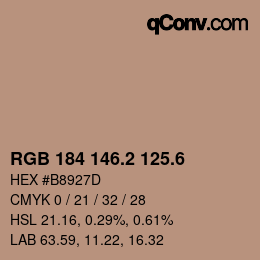カラーコード: RGB 184 146.2 125.6 | qconv.com