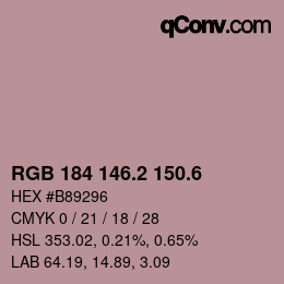 カラーコード: RGB 184 146.2 150.6 | qconv.com