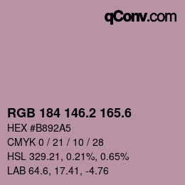 カラーコード: RGB 184 146.2 165.6 | qconv.com