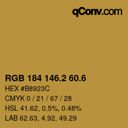 カラーコード: RGB 184 146.2 60.6 | qconv.com