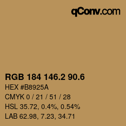 カラーコード: RGB 184 146.2 90.6 | qconv.com