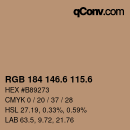 カラーコード: RGB 184 146.6 115.6 | qconv.com