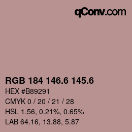 カラーコード: RGB 184 146.6 145.6 | qconv.com