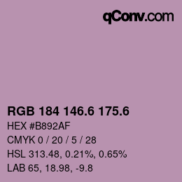 カラーコード: RGB 184 146.6 175.6 | qconv.com