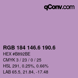 カラーコード: RGB 184 146.6 190.6 | qconv.com