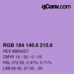 カラーコード: RGB 184 146.6 215.6 | qconv.com