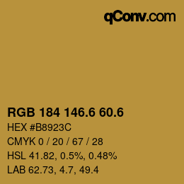 カラーコード: RGB 184 146.6 60.6 | qconv.com