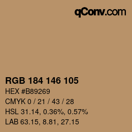 カラーコード: RGB 184 146 105 | qconv.com