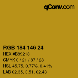 カラーコード: RGB 184 146 24 | qconv.com