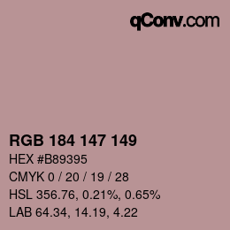 Color code: RGB 184 147 149 | qconv.com