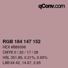 Color code: RGB 184 147 152 | qconv.com