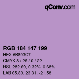 Color code: RGB 184 147 199 | qconv.com