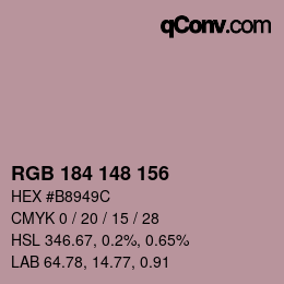 カラーコード: RGB 184 148 156 | qconv.com