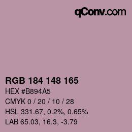 Código de color: RGB 184 148 165 | qconv.com