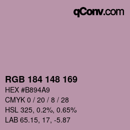 颜色代码: RGB 184 148 169 | qconv.com