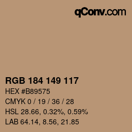 カラーコード: RGB 184 149 117 | qconv.com