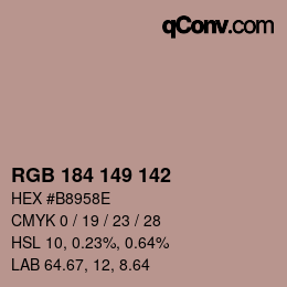 Código de color: RGB 184 149 142 | qconv.com