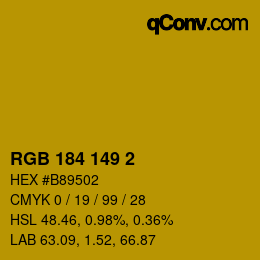 カラーコード: RGB 184 149 2 | qconv.com