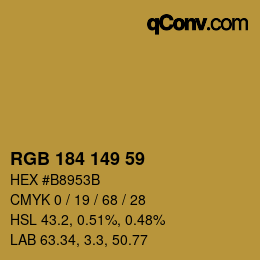 Color code: RGB 184 149 59 | qconv.com