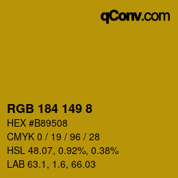 Color code: RGB 184 149 8 | qconv.com