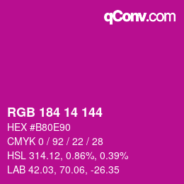 Color code: RGB 184 14 144 | qconv.com