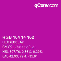 Color code: RGB 184 14 162 | qconv.com