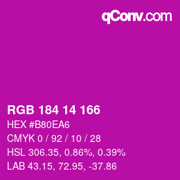 カラーコード: RGB 184 14 166 | qconv.com