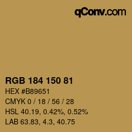 カラーコード: RGB 184 150 81 | qconv.com