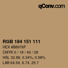 Color code: RGB 184 151 111 | qconv.com