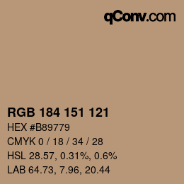 Color code: RGB 184 151 121 | qconv.com