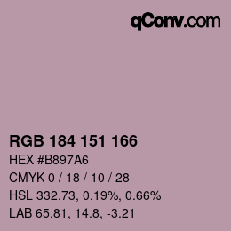 カラーコード: RGB 184 151 166 | qconv.com