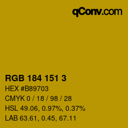 Color code: RGB 184 151 3 | qconv.com