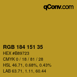 颜色代码: RGB 184 151 35 | qconv.com