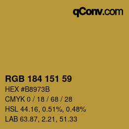 Color code: RGB 184 151 59 | qconv.com