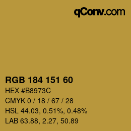 Color code: RGB 184 151 60 | qconv.com