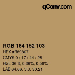 颜色代码: RGB 184 152 103 | qconv.com