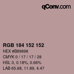 Color code: RGB 184 152 152 | qconv.com