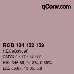 カラーコード: RGB 184 152 159 | qconv.com