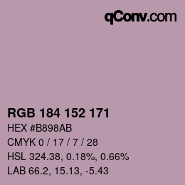 カラーコード: RGB 184 152 171 | qconv.com