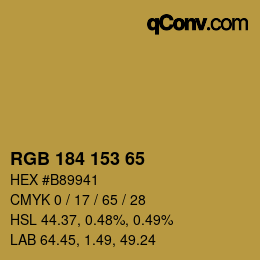 Color code: RGB 184 153 65 | qconv.com
