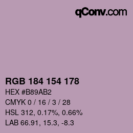 カラーコード: RGB 184 154 178 | qconv.com
