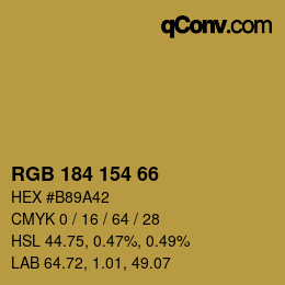 カラーコード: RGB 184 154 66 | qconv.com